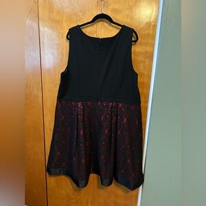 Luxe by Carmen Marc Valo Sleeveless Black & Red Dress with lace & beading